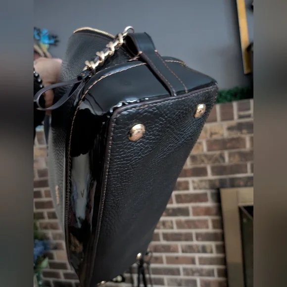 Coach Black Pebbled Leather & Patent Sierra Satchel Bag - Picture 12 of 15